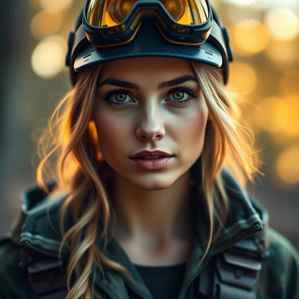 Futuristic Forest Ranger Portrait in Vibrant Colors