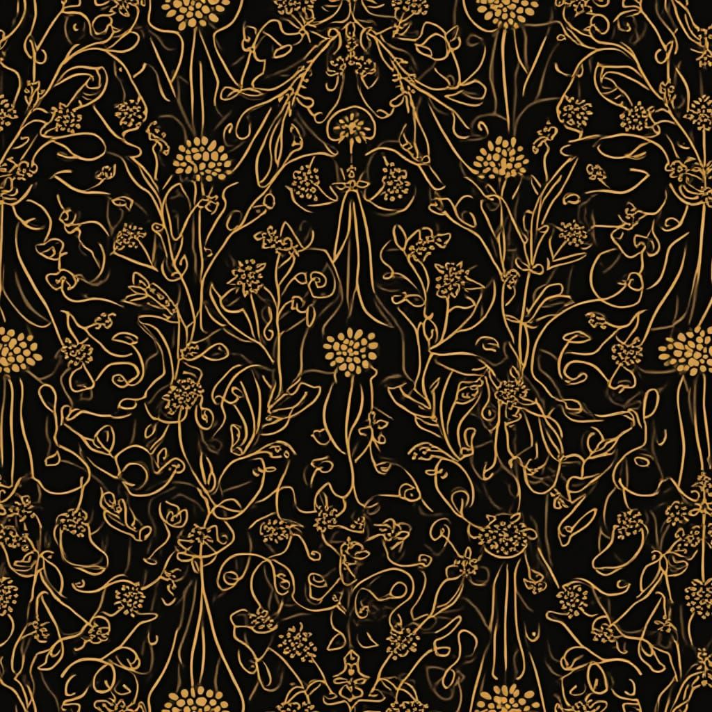 Intricate Gold Leaf Seamless Design in Art Nouveau Style