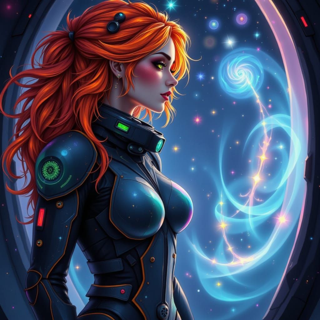 Astronaut with Orange Hair in Liminal Space