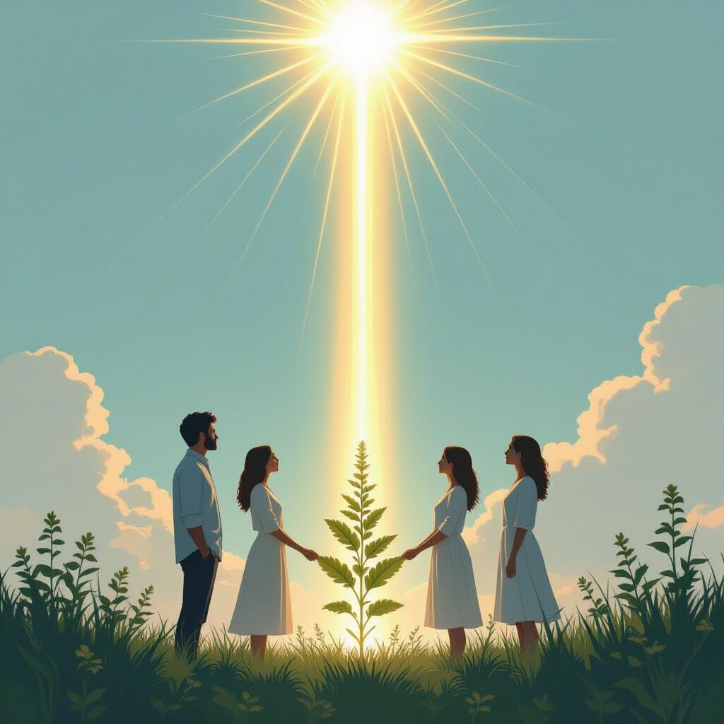 Mystical Beings and Mugwort in Ethereal Light