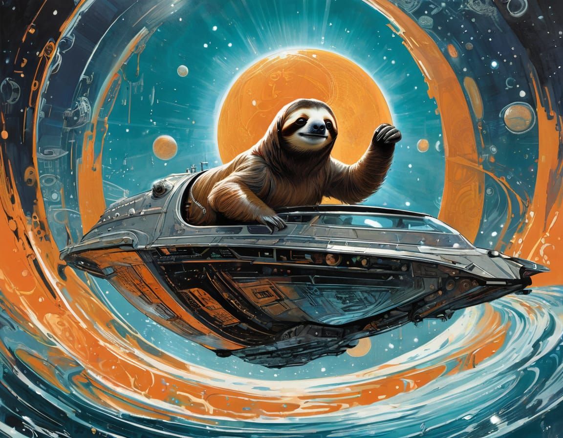 Colossal Mechanical Sloth in Dieselpunk Style