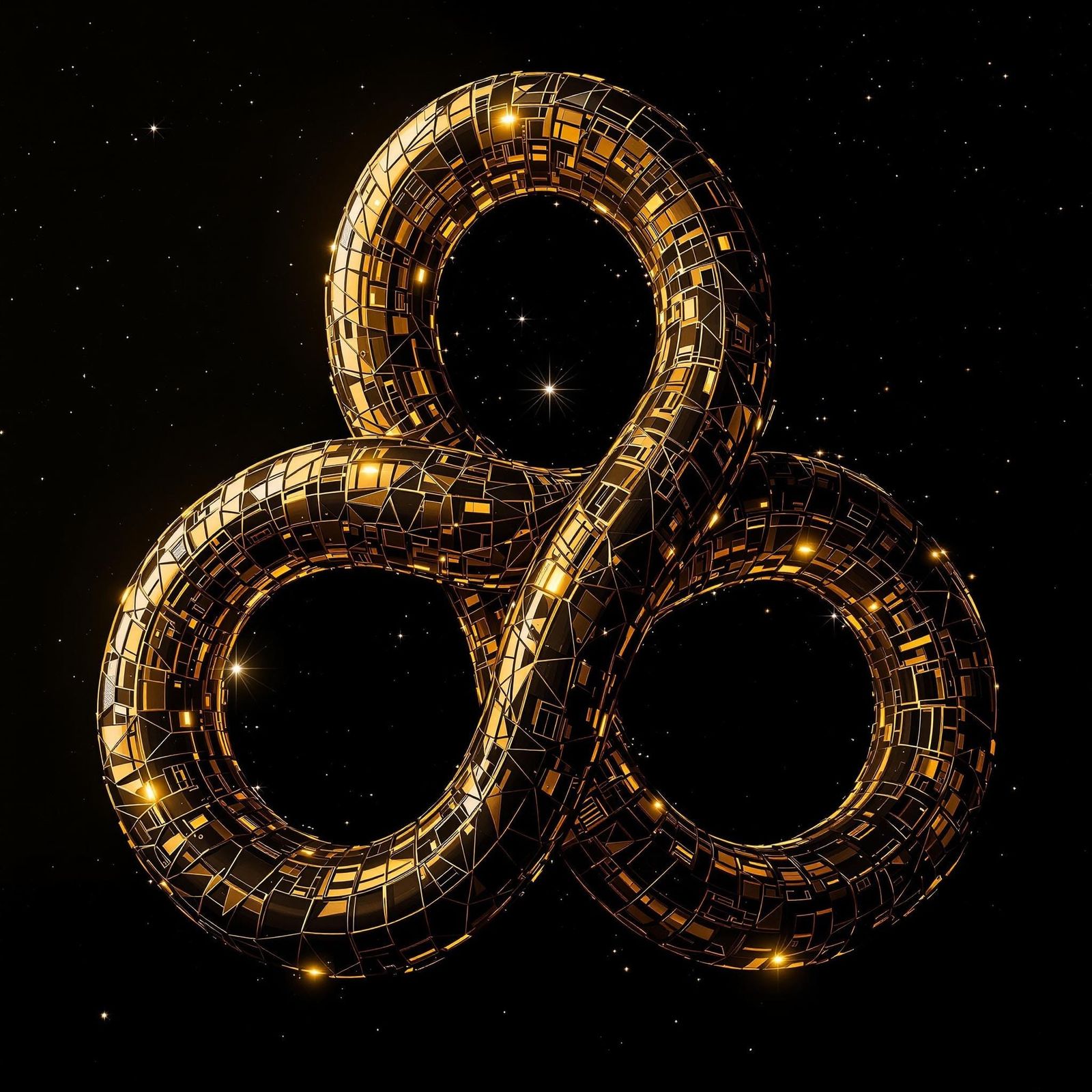 Surreal Space Station Hovers in Deep Space with Intricate Go...