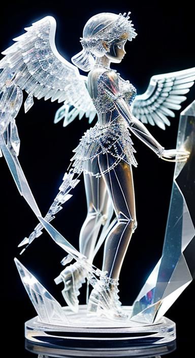 Clear crystal Sculpture of a beautiful angel, clear crystal ...