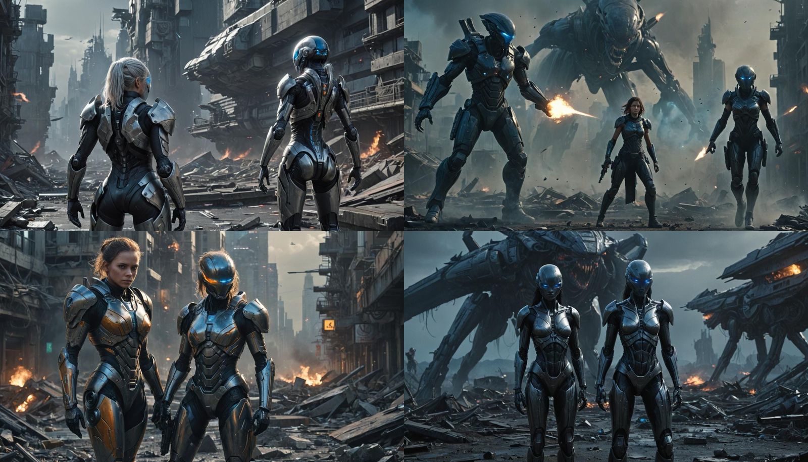 Futuristic Battlefield Alliance: Human and Alien Unite