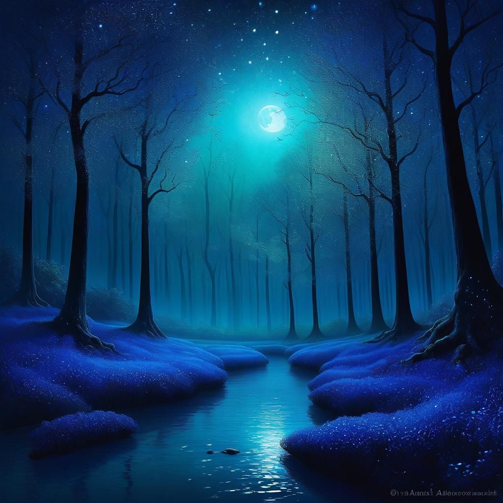Mystical Enchanted Forest at Night
