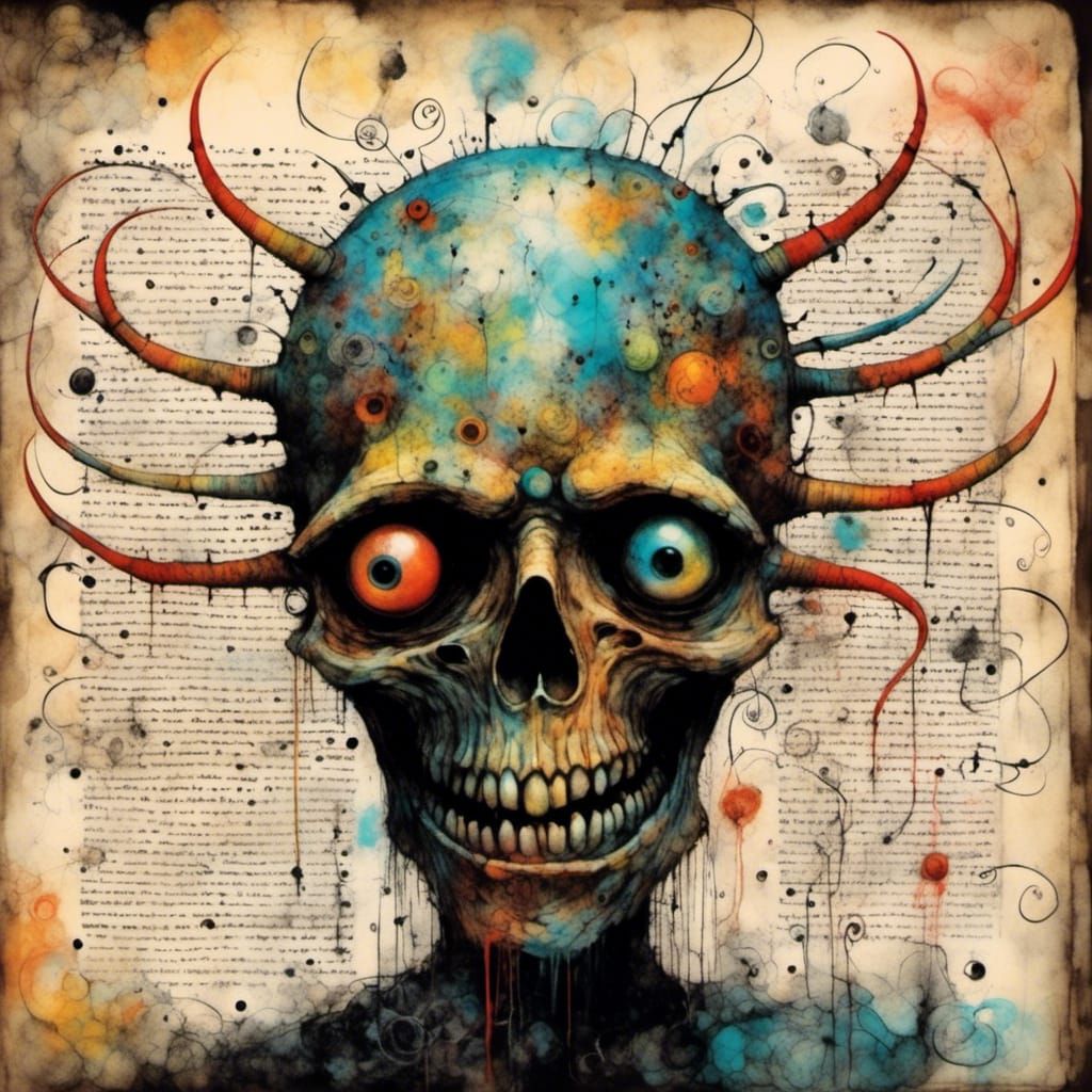 Draconian Devil, Saint, and Fairy in Surreal Scene