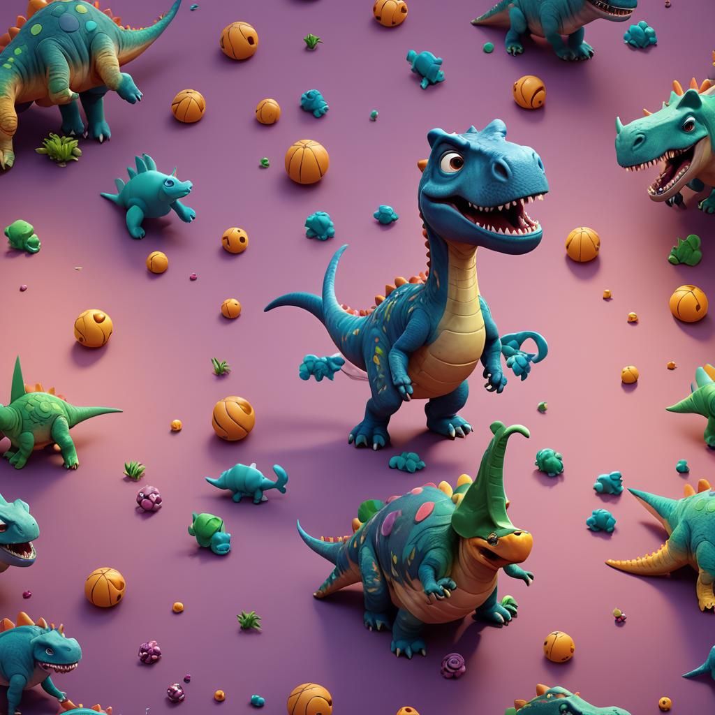 Cartoon Dinosaur in 3D Digital Art Style