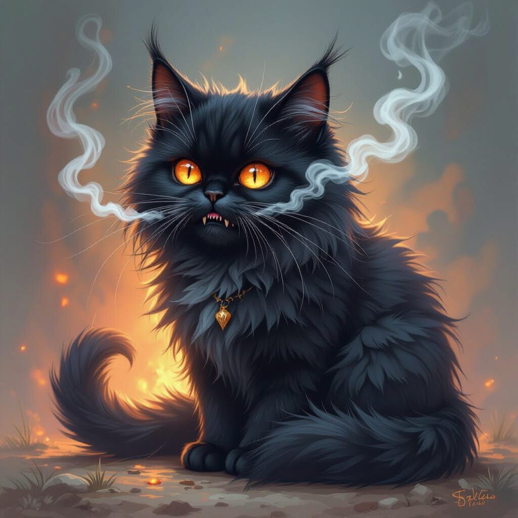 Black Persian Cat Becomes a Toothless Dragon