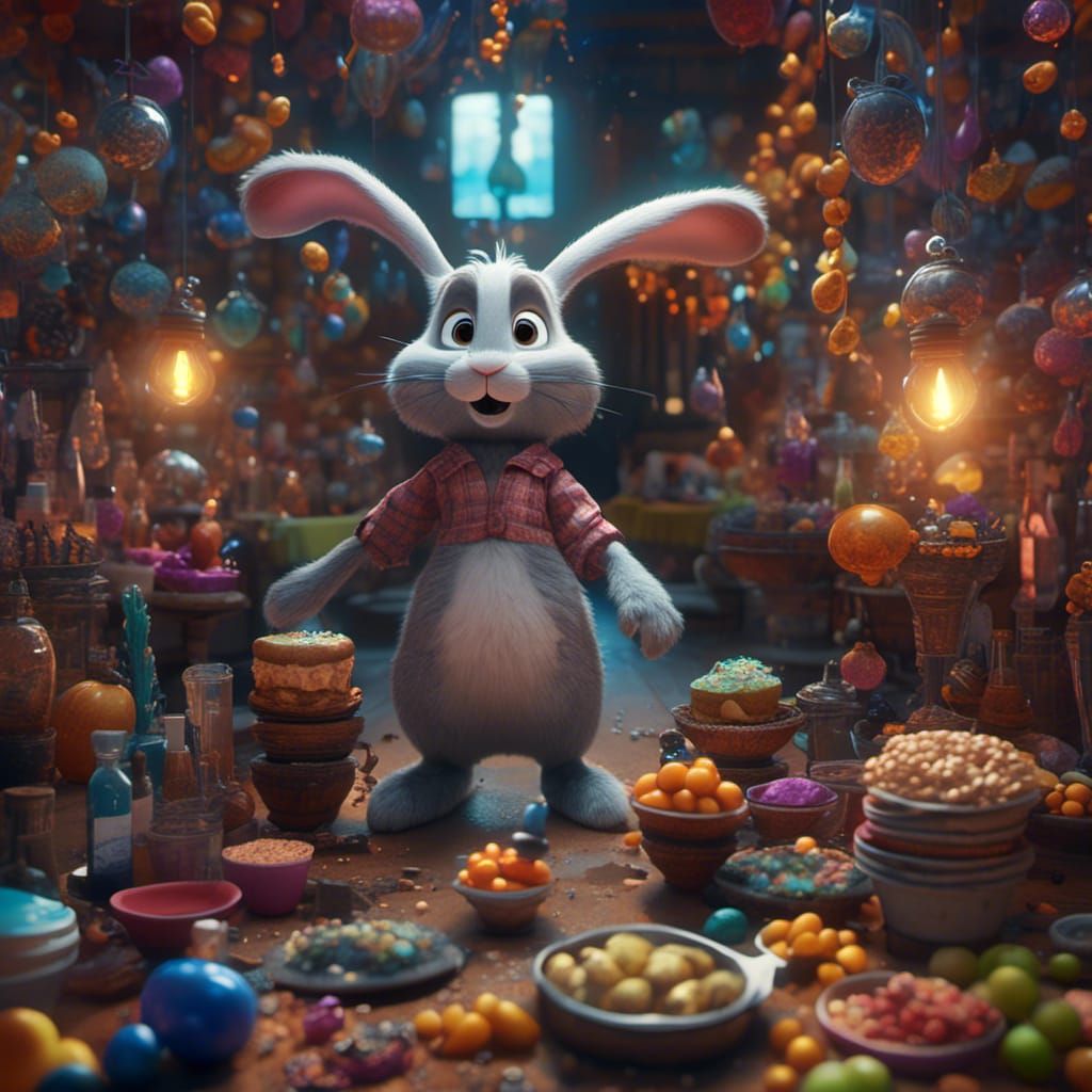 Hyperreal Rabbit: Pixar-Style 3D Digital Art