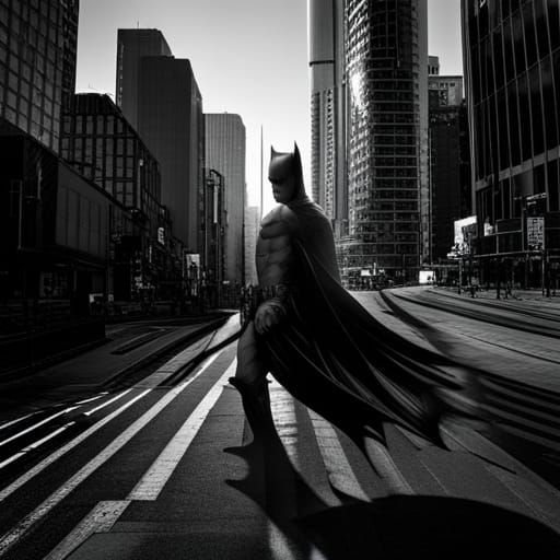 Batman Shadow in Moody Cityscape