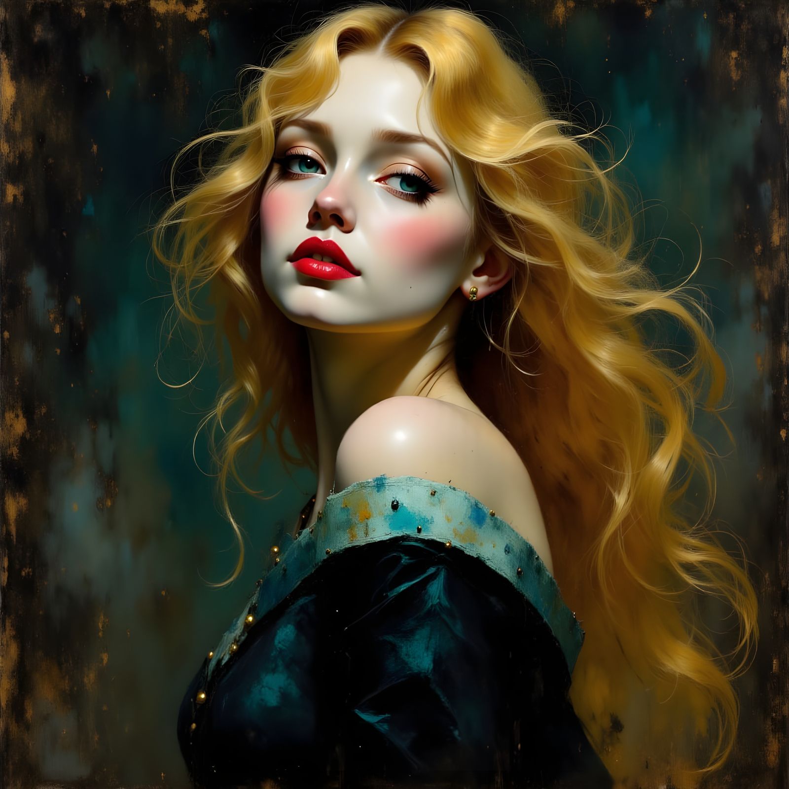 Norse Goddess Portrait in Vintage Style