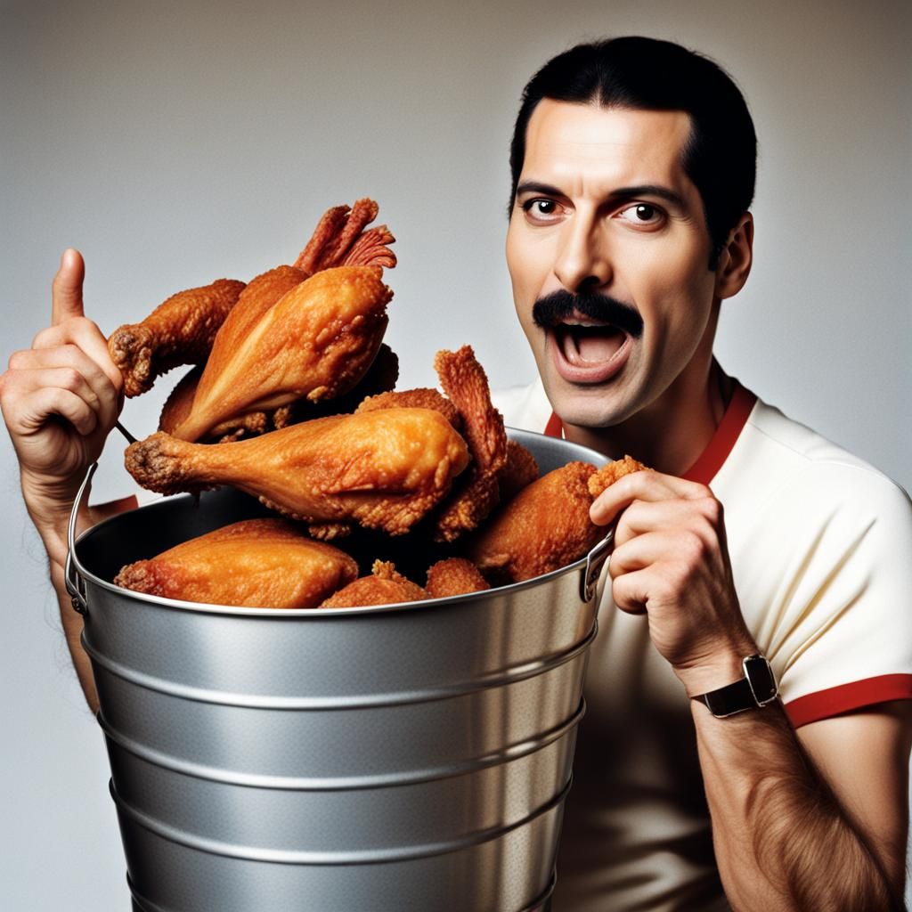 Person Holding Fried Chicken Bucket