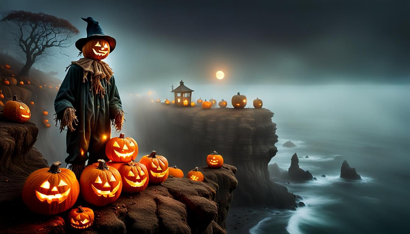 Scarecrow's Eerie Watch: Surreal Dark Fantasy