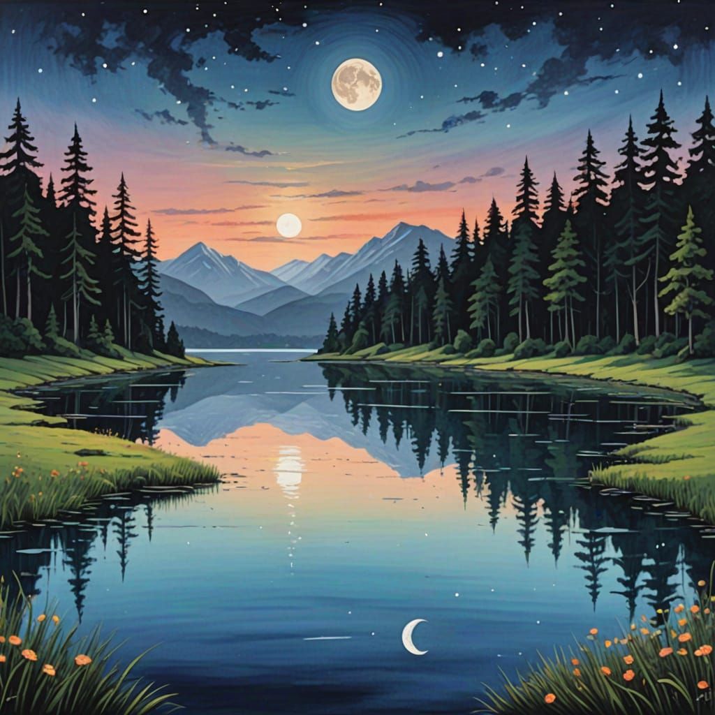 Moon lake scene Julia Pott