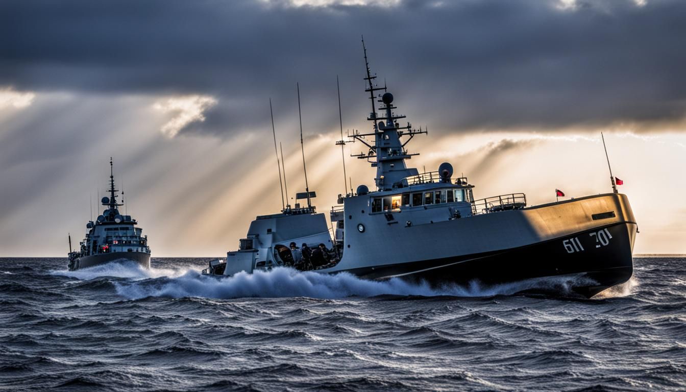 German Minesweeper Pursued on North Sea at Dusk