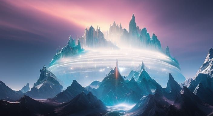 Floating Iridescent Crystal Island: Fantasy Concept Art