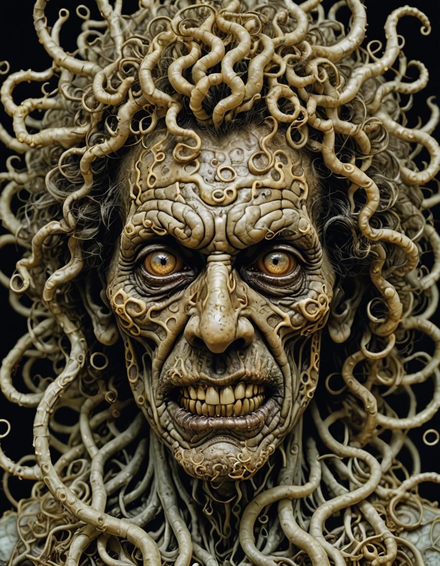 Grotesque Microchip Face in Dark Fantasy Style