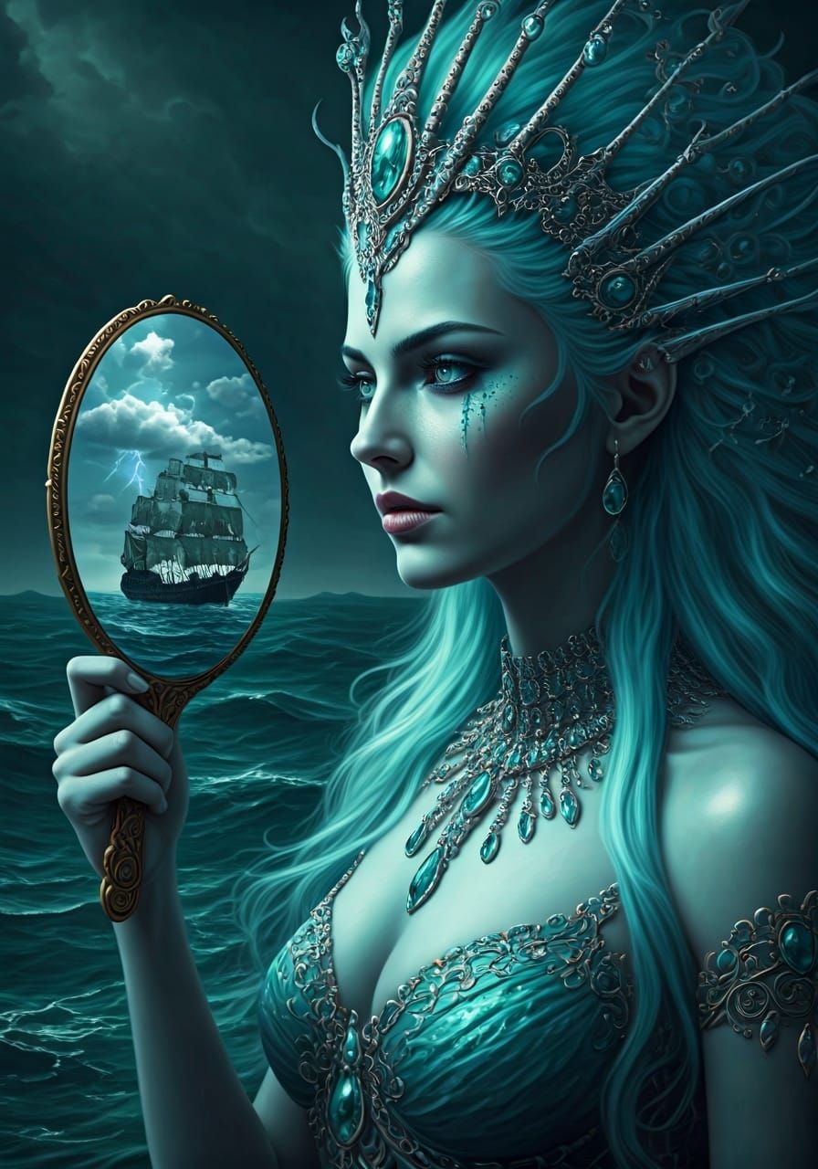 Ethereal Ocean Queen with Emerald Gem Ocean