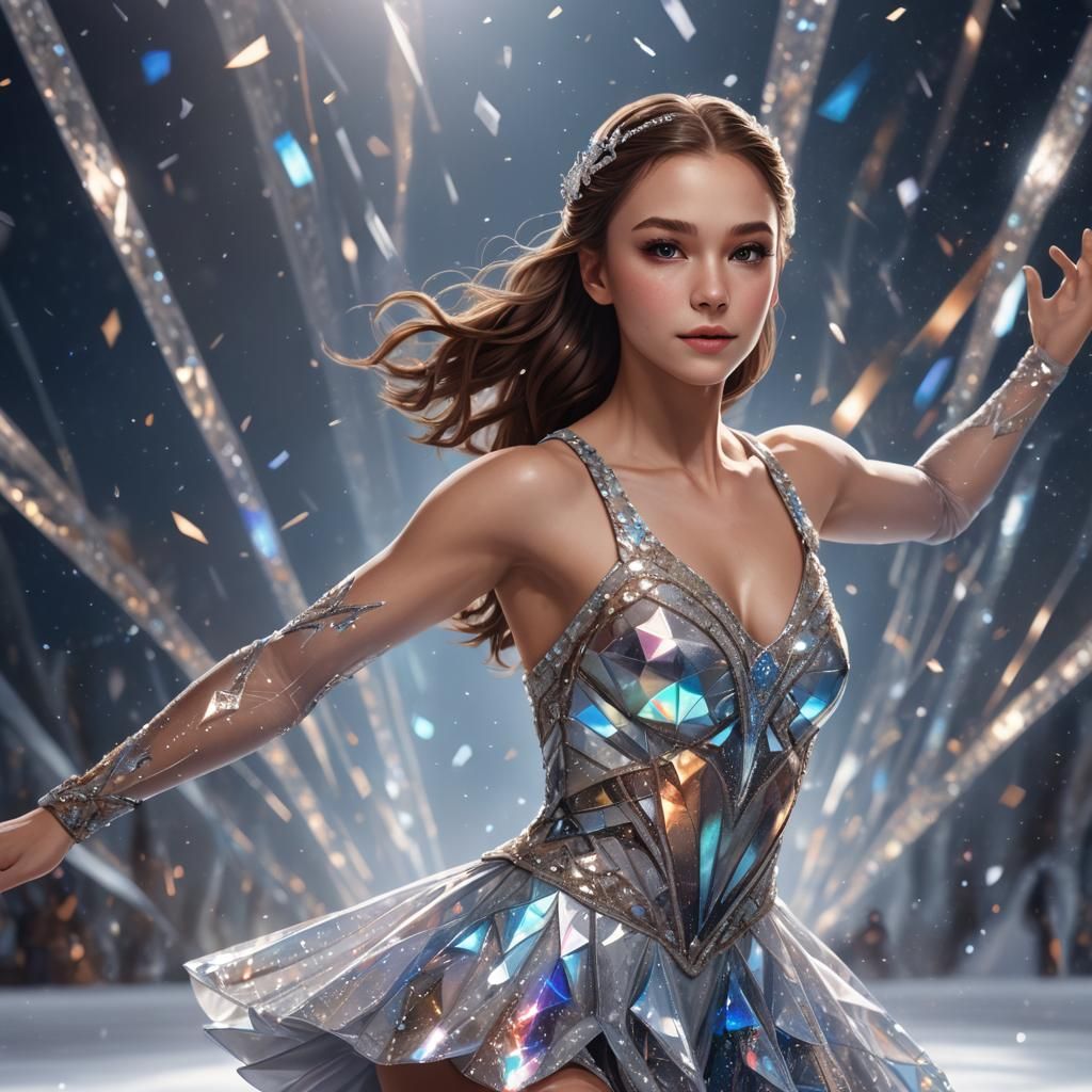 Figure Skater in Holographic Dress: Fantasy Concept Art