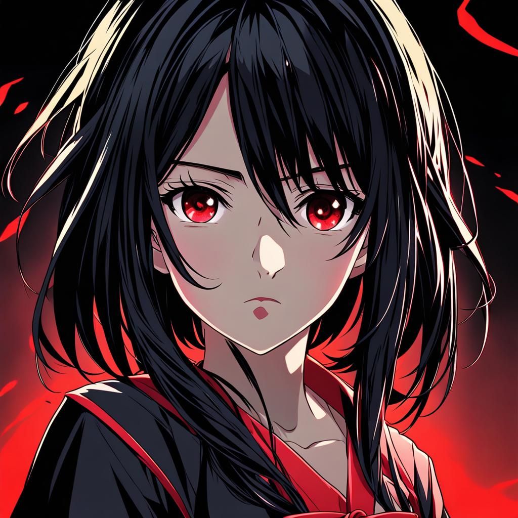 Yandere Girl with Evil Expression in Anime Style
