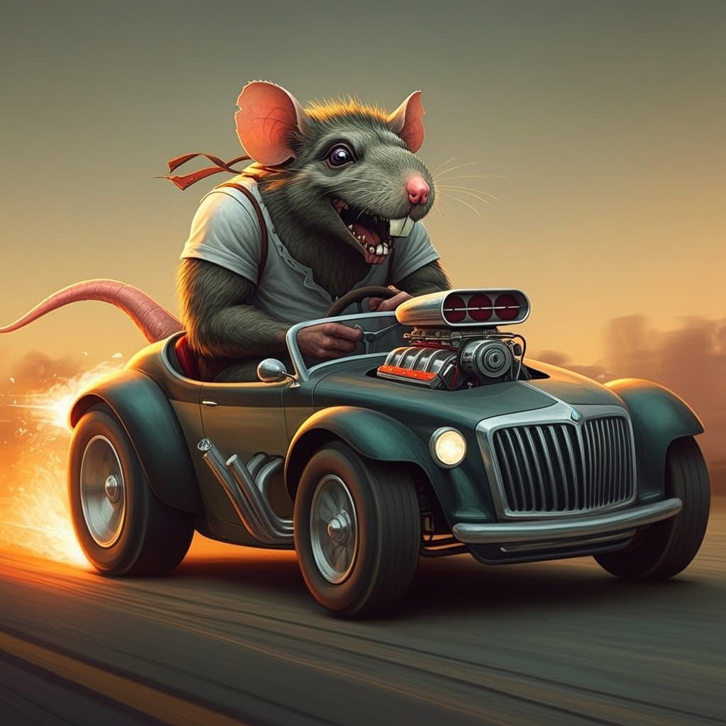 Monstrous Rod-Racing Rat in High-Speed Thrill