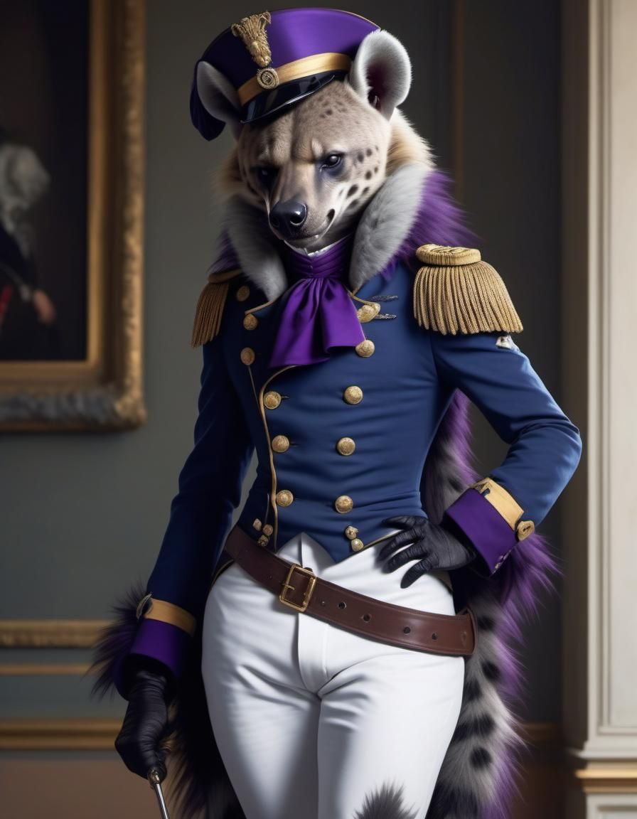 Regal Punk-Rock Hyena in Blue Uniform