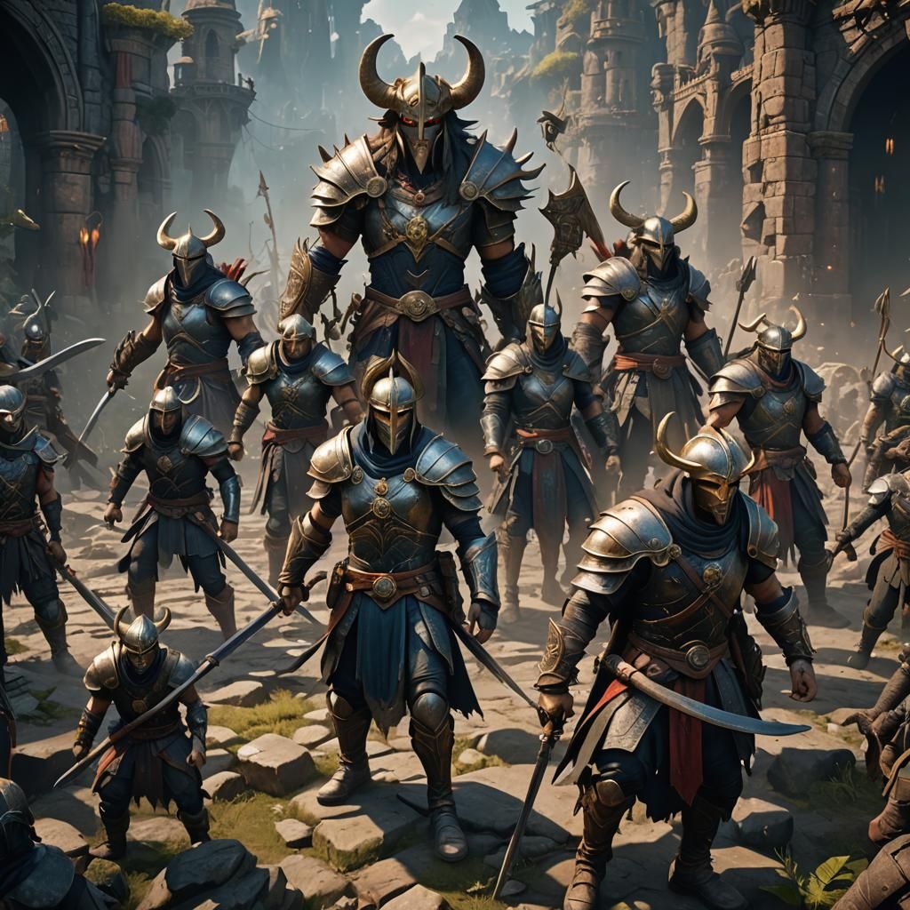 Fantastical Warriors in Detailed Matte Painting