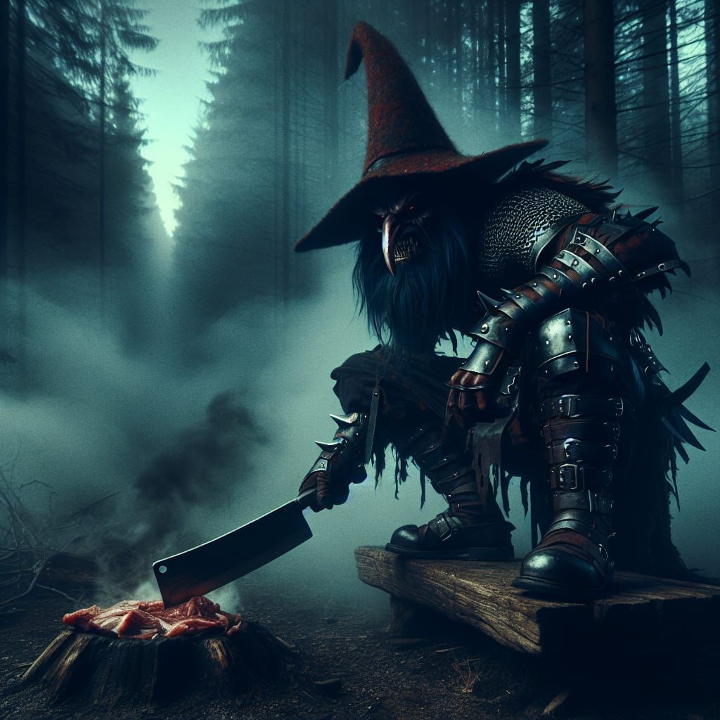 Ethereal Dark Fantasy Creature Emerges from Mysterious Fores...