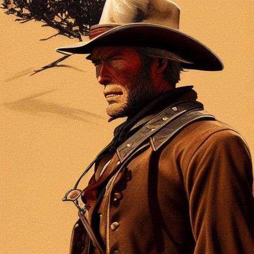 Clint Eastwood Inspired Cowboy: Digital Art