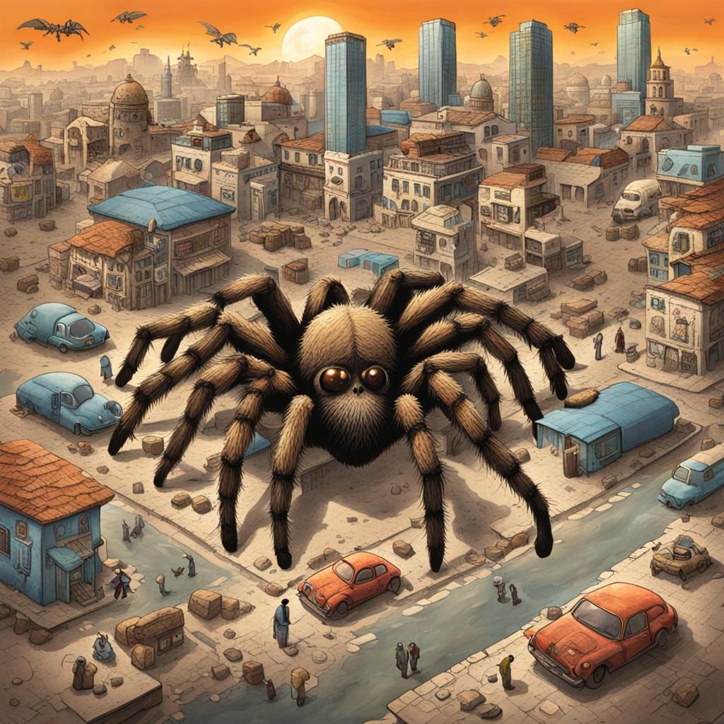 Surreal Tarantula Cityscape