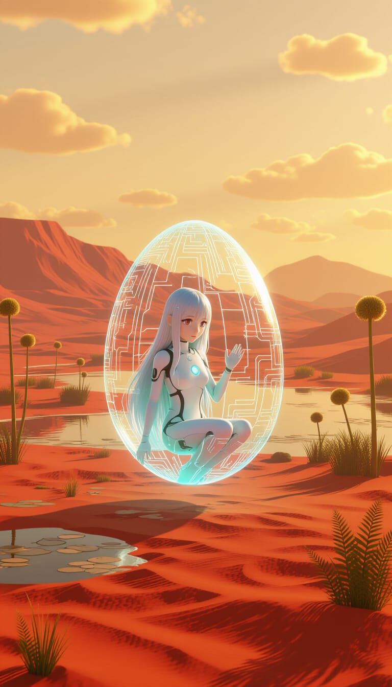 Kawaii Anime Scene of Pangea with Glowing Seed Pod