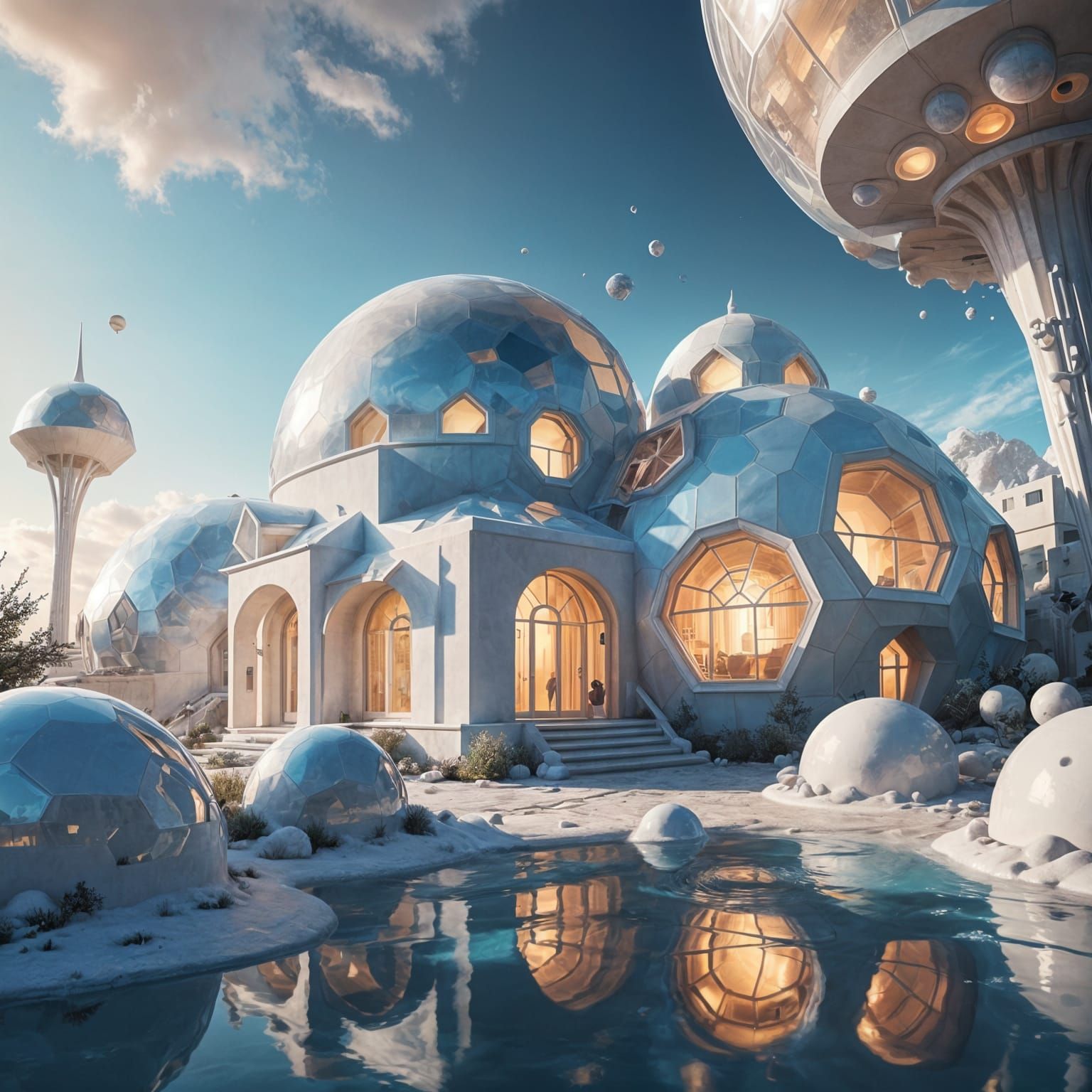 Futuristic Domed House in Alien Landscape