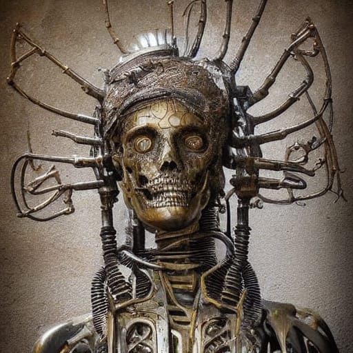 Biomechanical Virgin Mary Sculpture in Giger Style