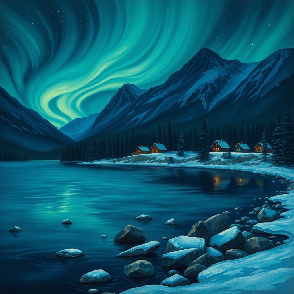 Winter Serenity under the Northern Lights