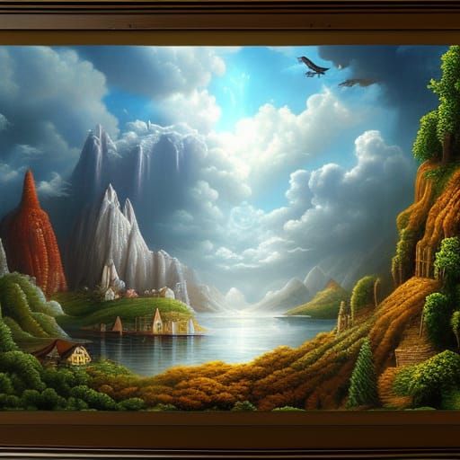 Fantasy Island in the Sky: Hyperrealistic Matte Painting