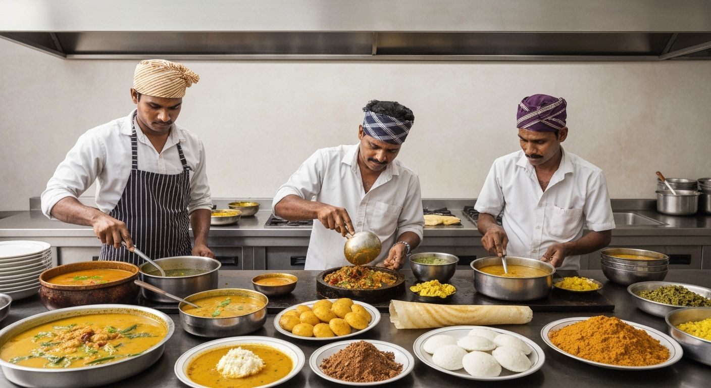 South Indian Chefs Prepare Vegetarian Dishes