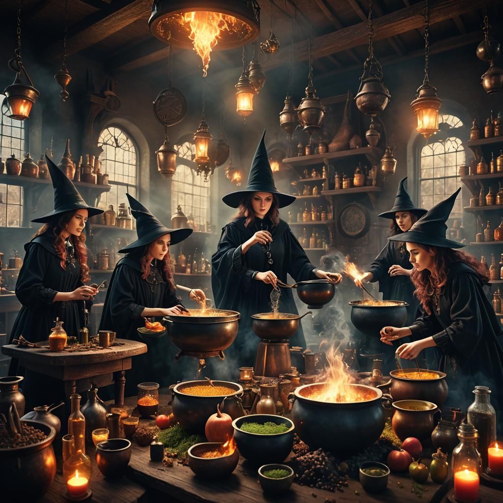 A lesson in professional skills at the witch school