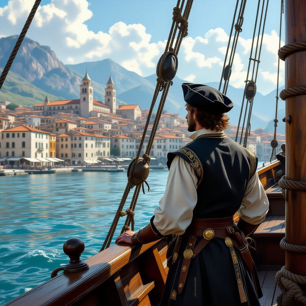 Ventimiglia, Italy, 1473: Hyperrealistic View from Ship