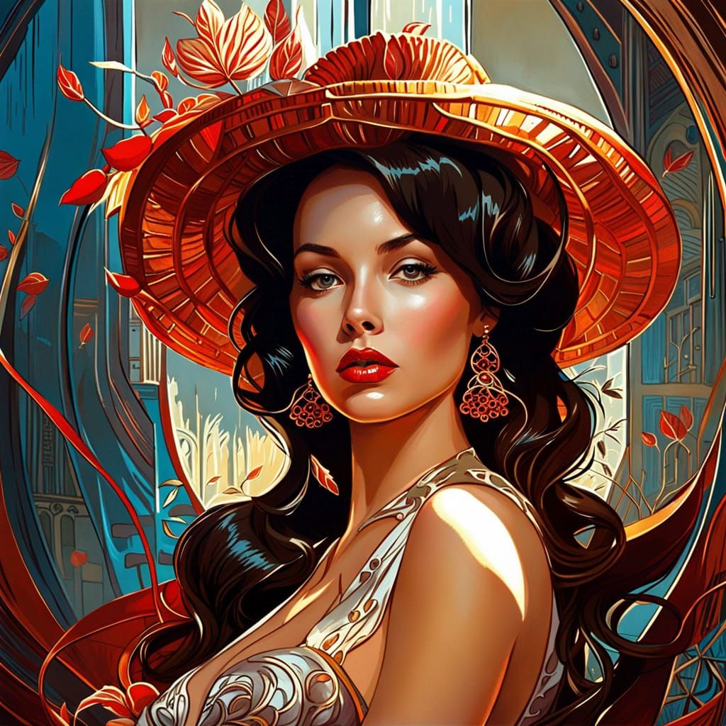 Beautiful Brunette Portrait in Digital Art Style