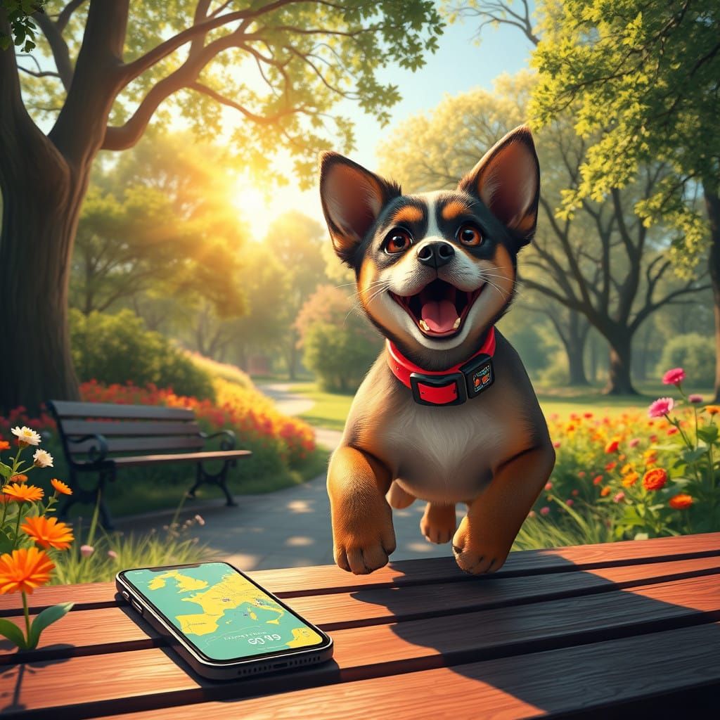 Playful Pet Outdoor Adventure in Whimsical Style