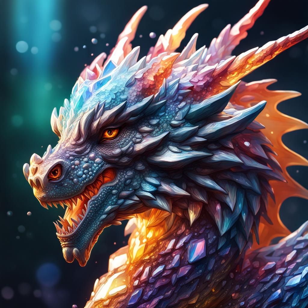 Intricately Detailed Crystal Dragon Concept Art