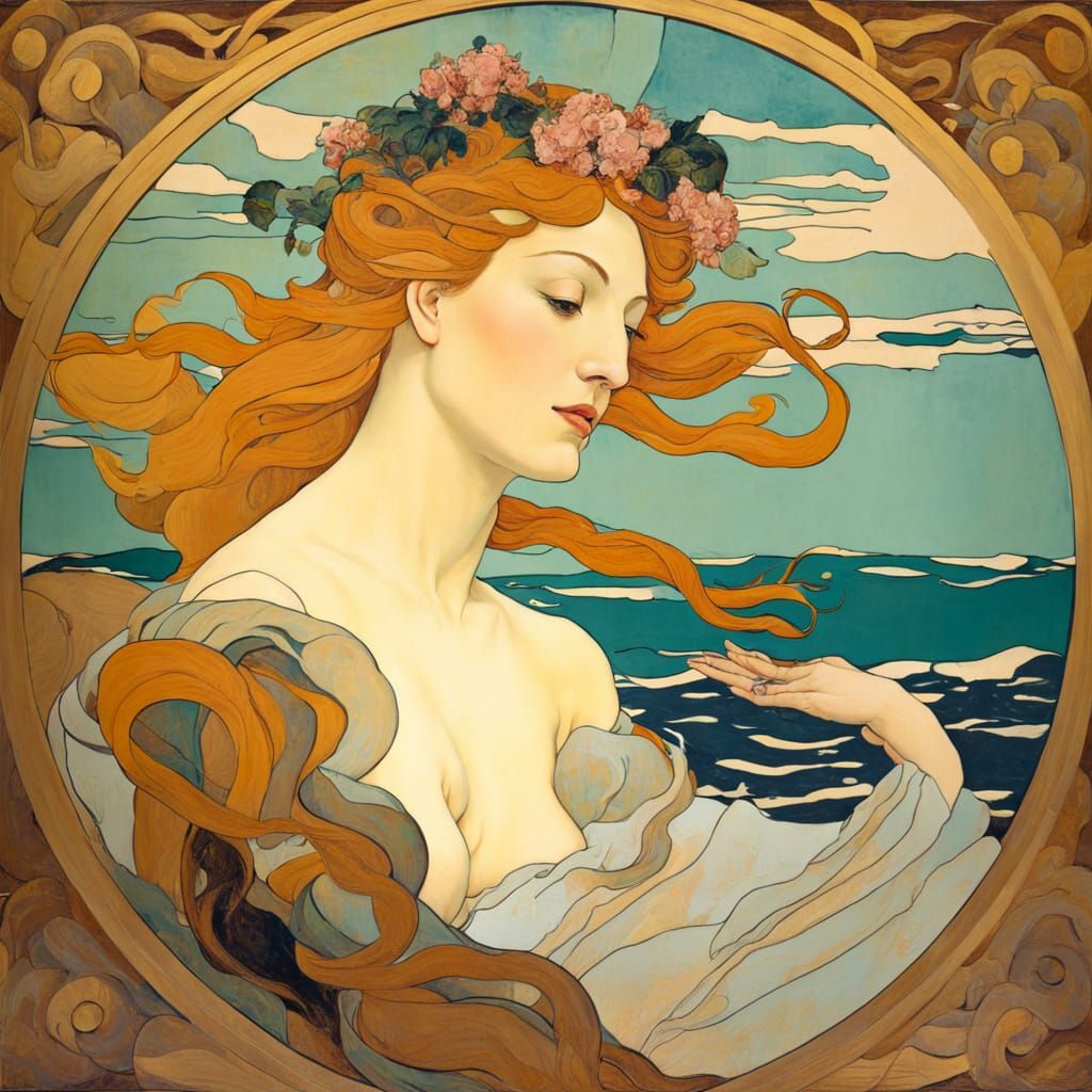 Birth of Venus, Art Nouveau Style