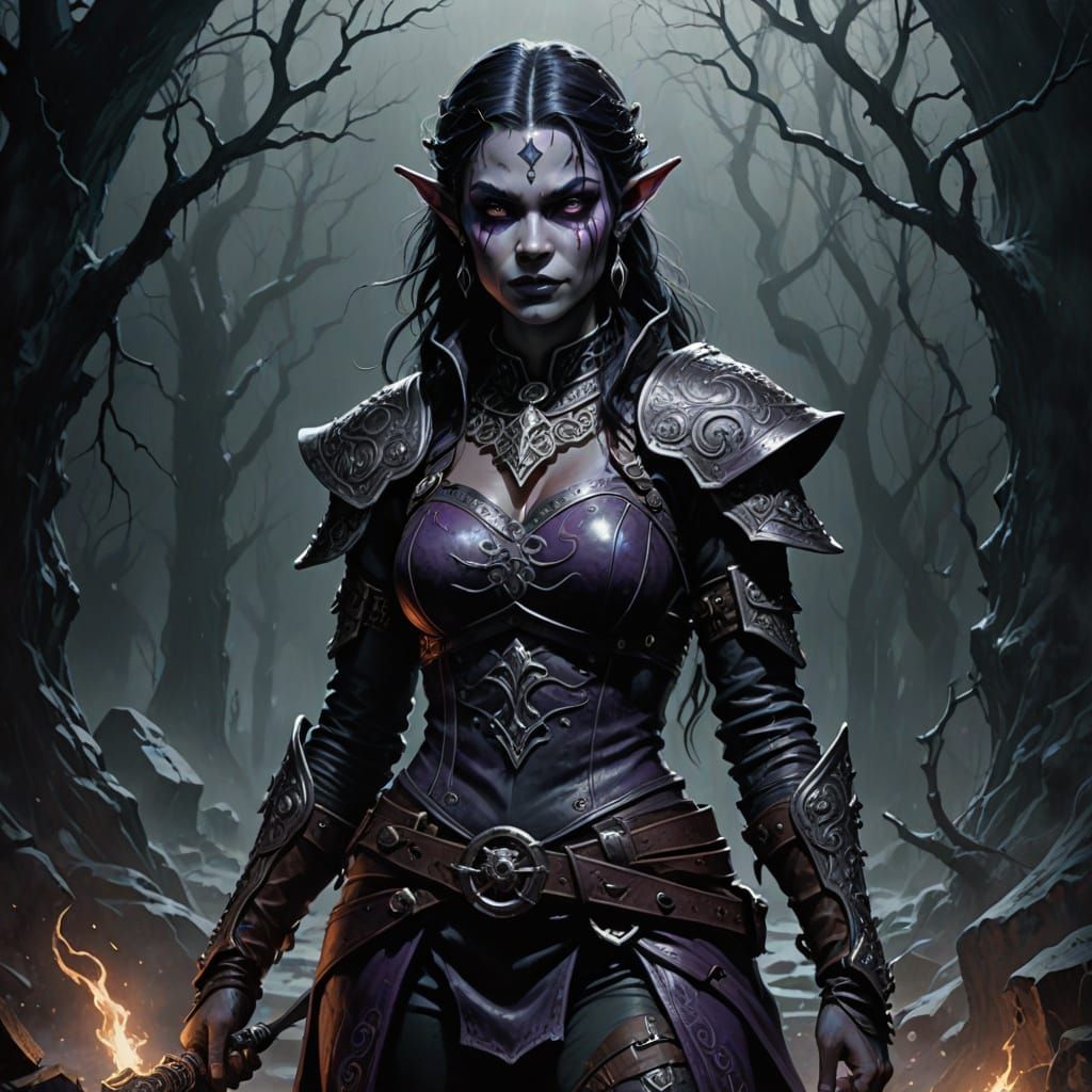 Dark Fantasy She-Elf Assassin Portrait