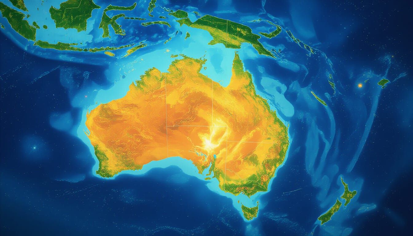 Australia From Space: A Vibrant Digital Painting