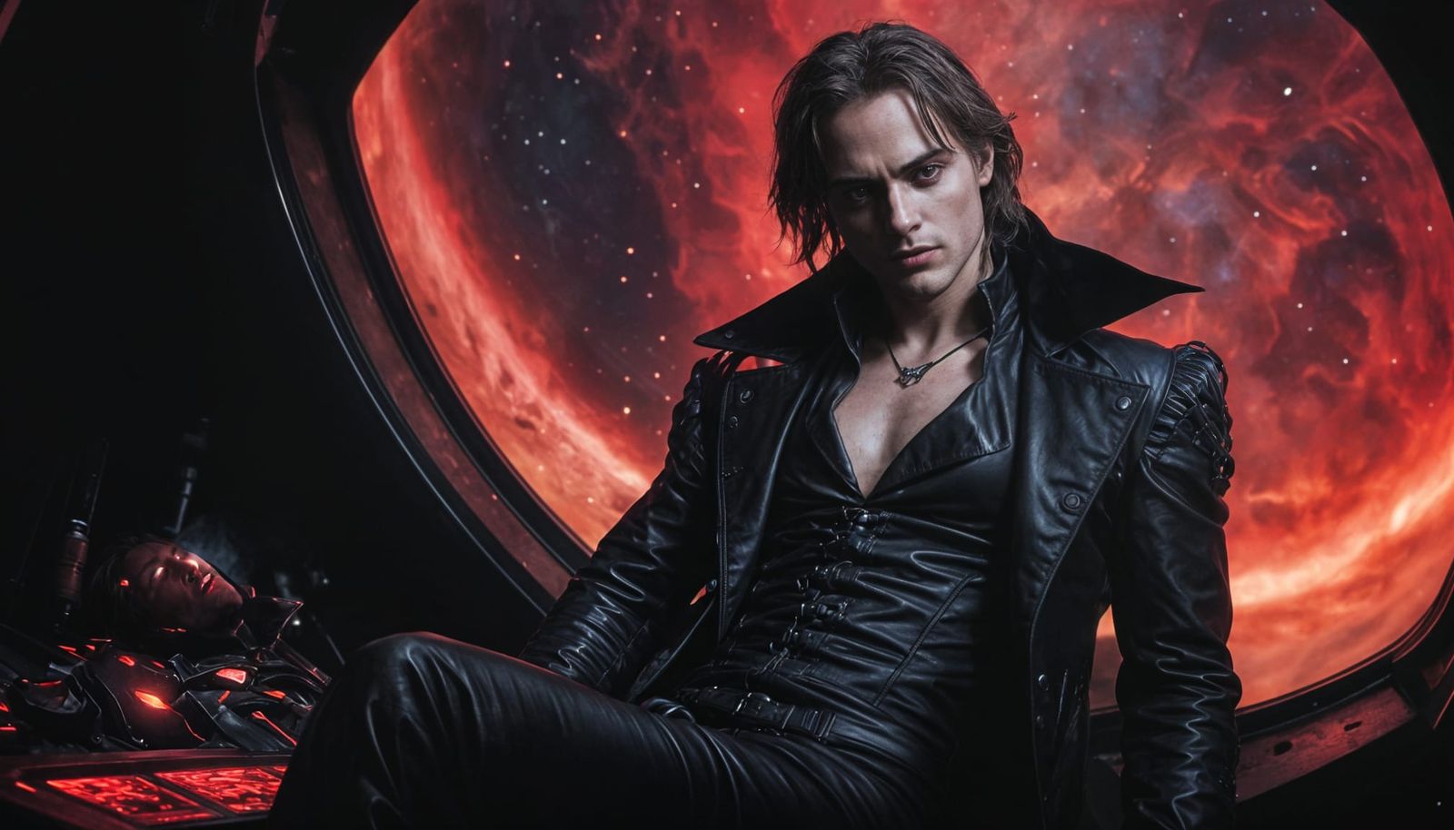 Lestat in Gothic Spaceship: Photorealistic Vampire Portrait