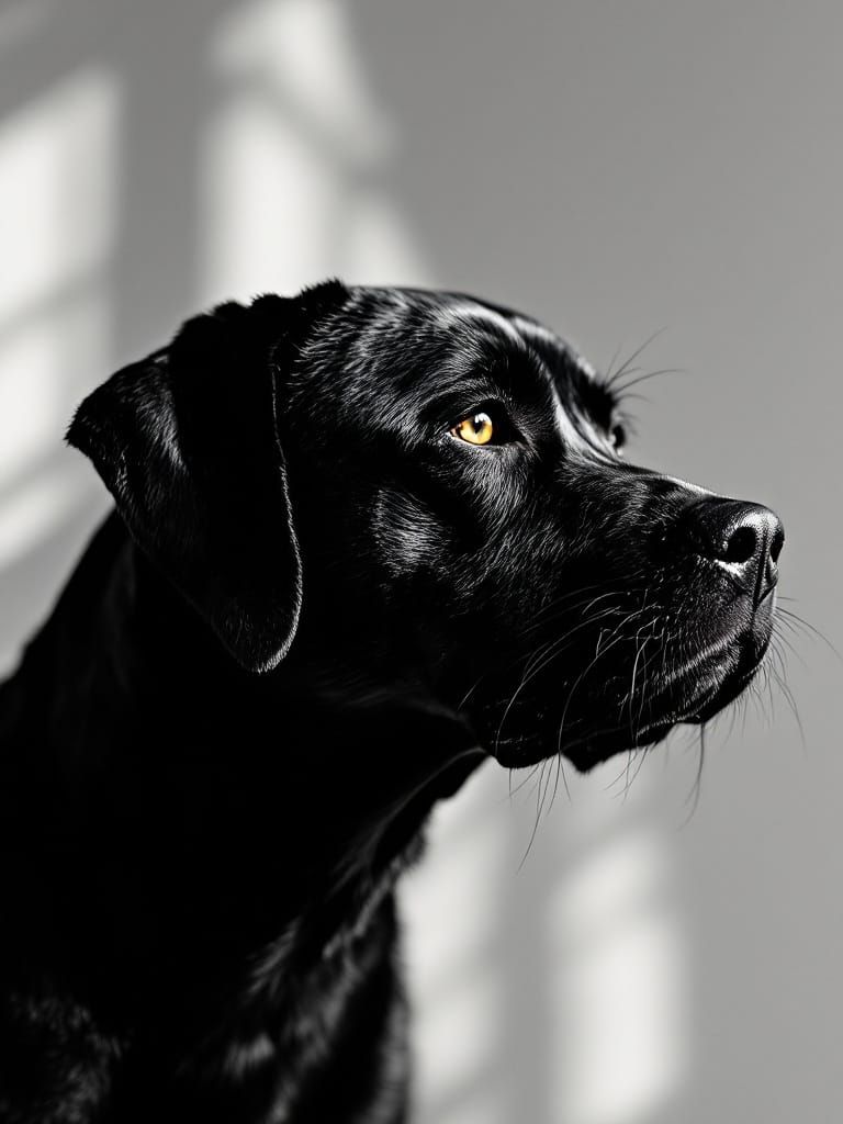 Dog in Noir Style with Sculptural Lighting