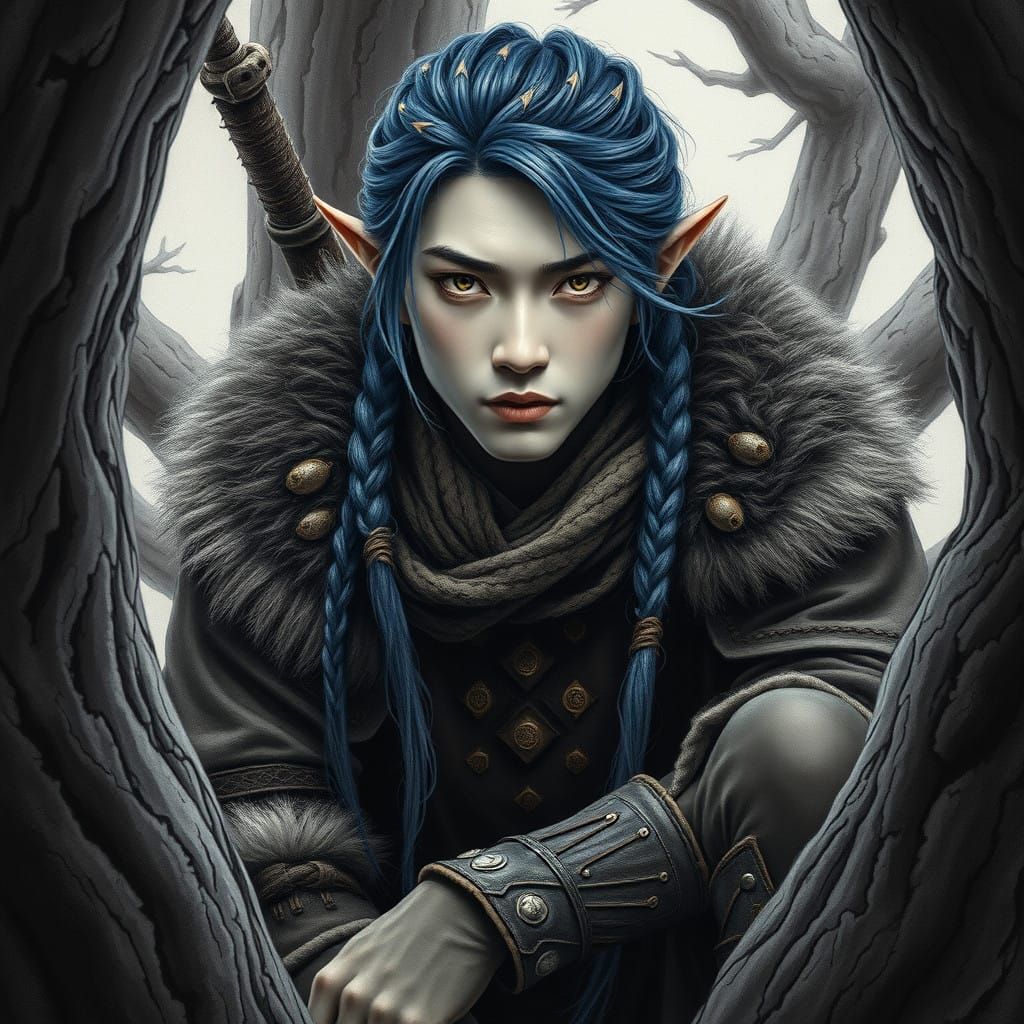 Ethereal Medieval Ranger Elf in Charcoal