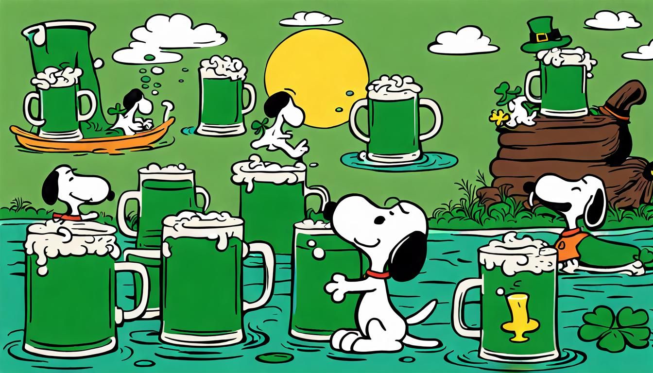 Snoopy and Woodstock Celebrate St. Patrick's Day