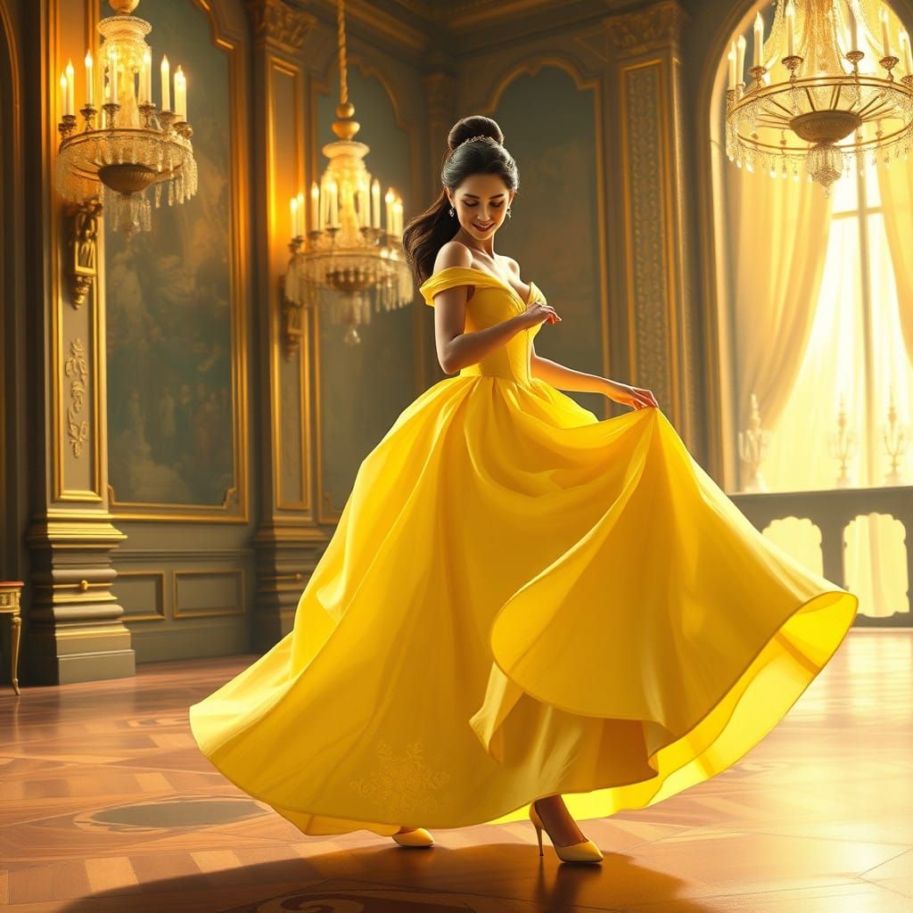 Ethereal Princess in Opulent Ballroom