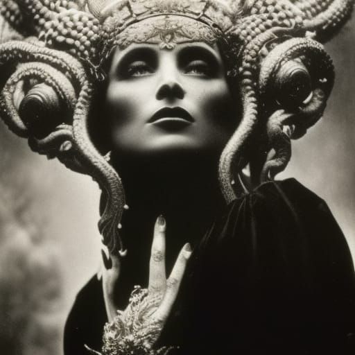 Terrified Woman Confronts Cthulhu in Film Noir Style